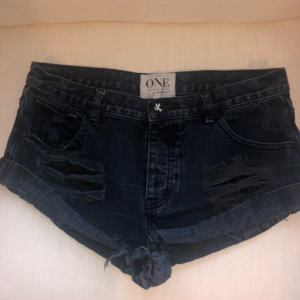 One Teaspoon Fox Black Bandit Demin Shorts
